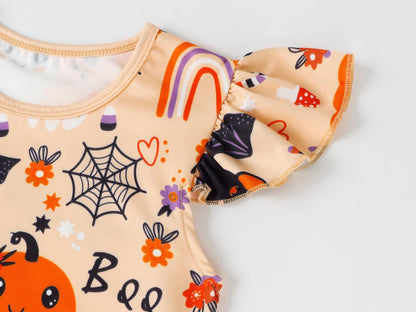 WonderBabe Girls Halloween Nightgown Casual Dress Sleepwear Pajamas Flutter Short Nightgowns for Little Girls Size 5-6 Yellow