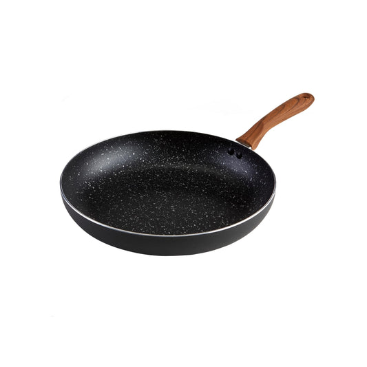 IMUSA USA Woodlook 8" Black Stone Fry Pan Handle and Speckled Nonstick Interior, 8"