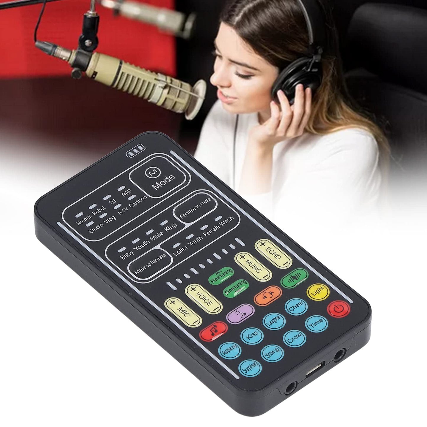 I9 Voice Changer Set, Mini Live Broadcast Voice Disguiser, Portable Sound Board Voice Changer, 8 Different Sounds/Sound Effects, for iOS, for Android (English Version)