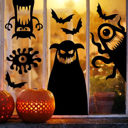 LOMIMOS Large Halloween Window Clings Decorations,Giant Silhouette Demon Ghost Window Stickers Decals for Halloween Home Decor Indoor Party Decorations
