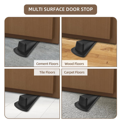 JZWBLILY Door Stoppers for Bottom of Door on Floor, Premium Rubber Door Stopper Wedge, Floor Sturdy Stackable Door Stops for Carpet Heavy Duty Door, Door Gaps (Black, 2 Pack)