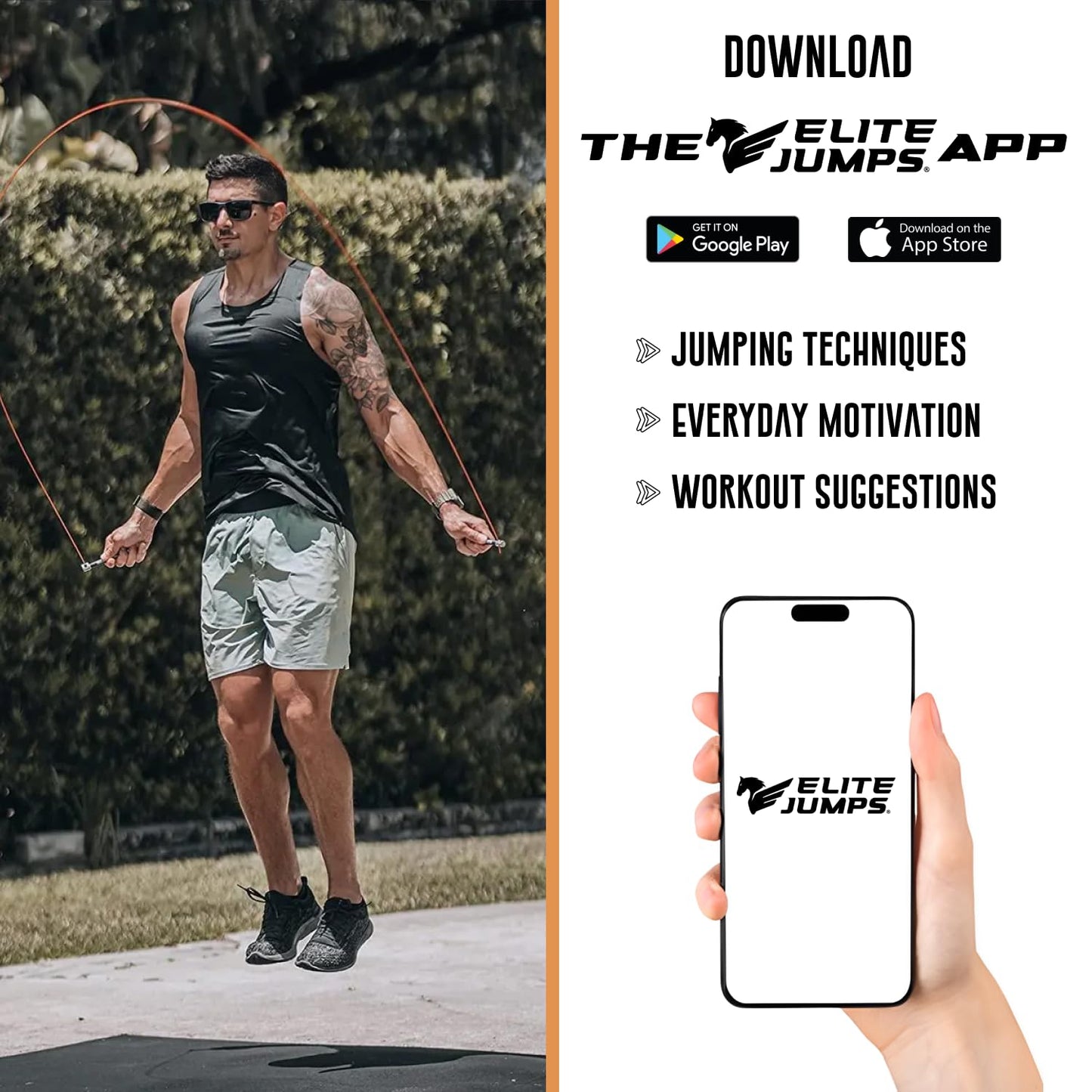 Elite Jumps Surge 3.0 Professional Speed Rope for Double Unders - Patented Dual Bearing Ultra Light-Weight Handle for Premium Spin Control and Kink-Resistant Cable for the Ultimate Speed Jump Rope