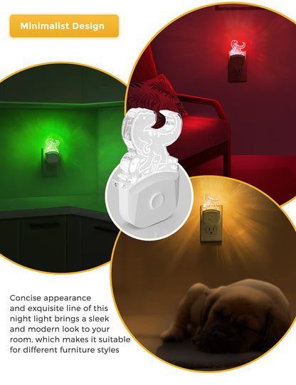 LOHAS Dinosaur Night Light for Boys, Kids Nightlight Plug in, Dusk-to-Dawn, Velociraptor LED Night Lights Plug into Wall, RGB+Soft White 3000K, 3 Lighting Modes, Ideal for Nursery Room, Bedroom Decor