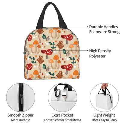 Insulated Lunch Bag Reusable Lunch Box for Women Men, Cooler Lunch Boxes Waterproof Lunch Bags Office Picnic Work, Cute Mushroom Gift