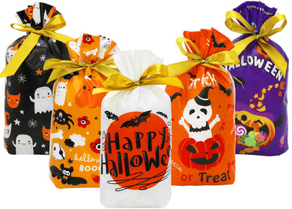 ZMCINER 50 Pcs Halloween Drawstring Candy Bags Halloween Treat Bags for Party Favors