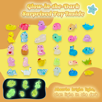 Yekery Bath Bombs for Kids with Toy Inside, 30 PCS Natrual and Organic Bubble Bath Bombs with Glow-in-The-Dark Surprise Inside, Perfect Handmade Birthday, Party, for Boys and Girls.