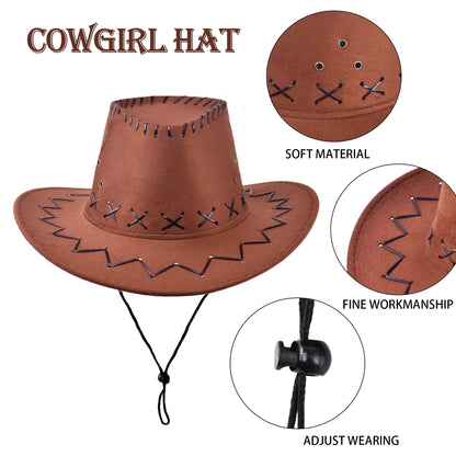 ZZIHAN Kids Cowgirl Costume Dress Outfits for Girls Role Play Cowboy Cowgirl Hat Bandanas Belt Sunglasses Dress up Accessories for Toddlers Girls Birthday Party Halloween Christmas Cosplay Gift 3-5T