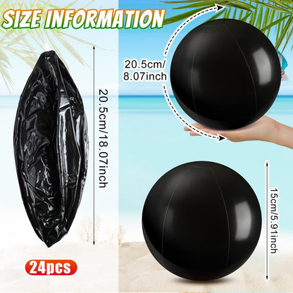 Yinder 24 Pieces Black Inflatable Ball 6 Inches Halloween Pool Floating Ball Halloween Party DIY Gothic Decorations for Holidays Water Games Party Supplies