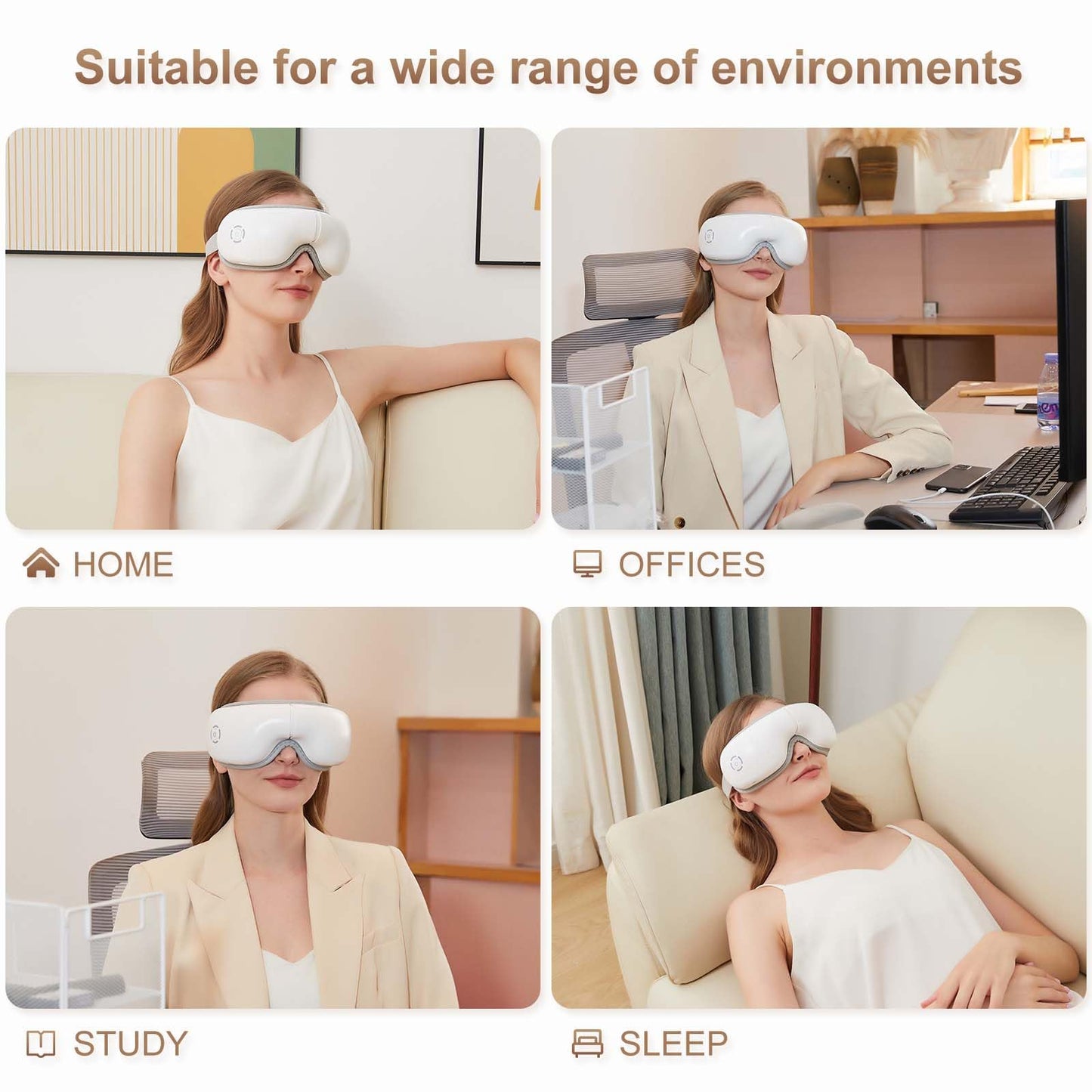 LAOBEN Eye Massager with Heat, Heated Eye Mask with Bluetooth Music, Massages Eye Muscles, Eye Care Gift with 5 Massage Modes and 180° Folding Design, Gifts for Friend, Mom and Dad