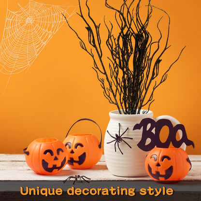 Yunsailing 16 Pcs Halloween Branches Decor for Tree 18 Inch Artificial Curly Willow Branch Lifelike Twigs and Faux Branches for Vases Fake Tree Stem for Home Party Decoration (Black)