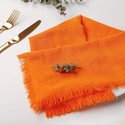 Wonlex Washable Halloween Napkins Cloth Bulk, Reusable Absorbent Soft Napkins Set of 8 with Elegant Fringe for Dinner, Weddings Decorations, Family Event Parties(8 Pack,Orange)