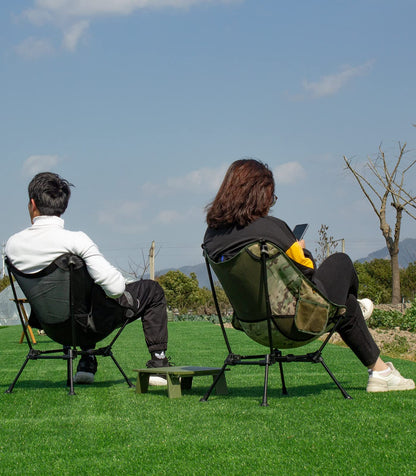 iClimb Ultralight Compact Camping Folding Beach Chair with Anti-Sinking Large Feet and Back Support Webbing (Yellow - Square Frame)