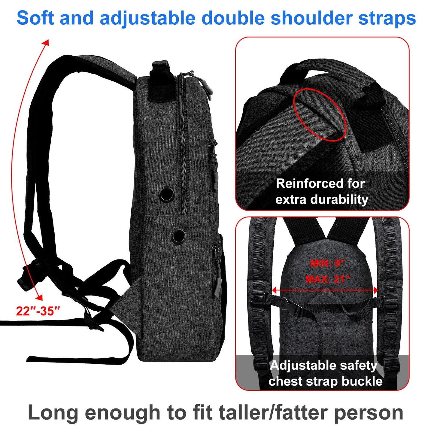 iGuerburn Portable Oxygen Tank Backpack for Small Size M2, A/M4, ML6, B/M6, M7, C/M9 Cylinders