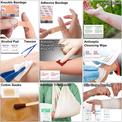 216 Pcs, Professional Survival Gear Equipment Tools First Aid Supplies kit for SOS Emergency Hiking Hunting Disaster Camping Adventures (Black)