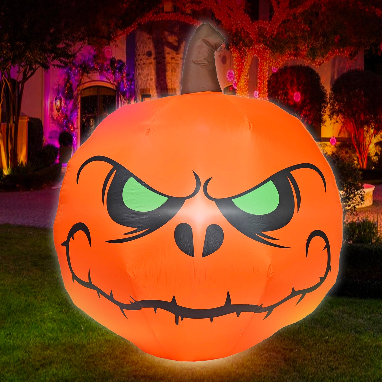 YOUBEMAGIC 4FT Halloween Inflatable Pumpkin with Build-in LED Lights, Blow up Halloween Inflatable Outdoor Indoor Decorations Large Party Yard Decoration