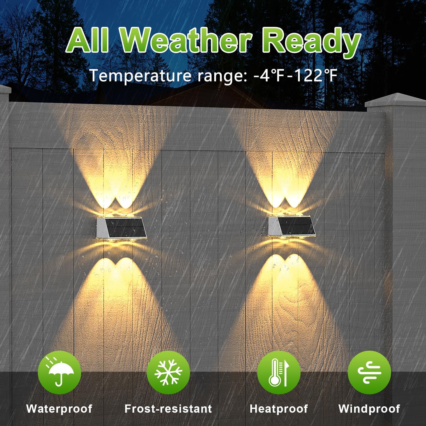 LANSOW Solar Fence Lights 12 Pack, Solar Powered Lights Outdoor Waterproof, 9-Mode Warm/Cool White & RGB Up-Down Led Spot Wall Lights Dusk to Dawn Decor for Backyard, Deck, Patio, Pool, Railing(White)