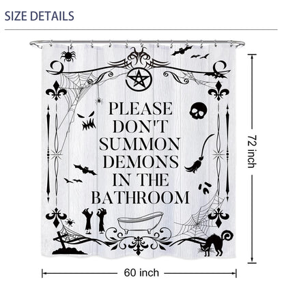 Laifzere Funny Toilet Rules Shower Curtain Gothic Halloween Goth Witchy Bathroom Signs Horror Fabric Shower Curtain for Bathtub 60x72 Inch