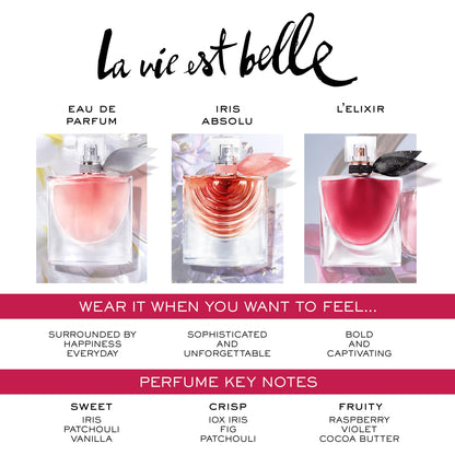 Lancôme La Vie Est Belle Eau de Parfum - Long Lasting Fragrance with Notes of Iris, Earthy Patchouli, Warm Vanilla & Spun Sugar - Floral & Sweet Women's Perfume, 1.7 Fl Oz