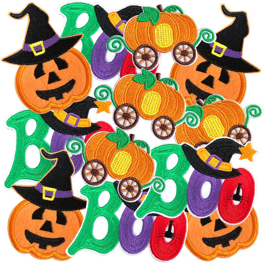 ZESION 12Pcs Iron on Patches for Halloween, Embroidered Sew On/Iron On Patches Applique for Hats, Clothes, Jeans, Pants, Jackets, Backpacks Repair and Decoration
