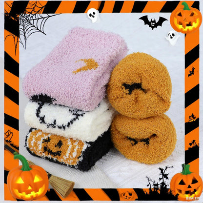 Zando Halloween Women's Fuzzy Socks for Women Slipper Socks - Cozy Fluffy Non-Slip Warm Cloud Soft Cute Thick Comfy,for Home, Hospital, Yoga, Work A 3/Ghost print