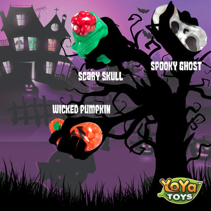 YoYa Toys Spooky DNA Stress Balls (3 Pack) - Halloween Squishy Gift - Pumpkin, Ghost, Skull Squeeze Balls for Kids and Adults - Sensory Fidget Toy - Promote Anxiety, Stress Relief, Calm Focus and Play