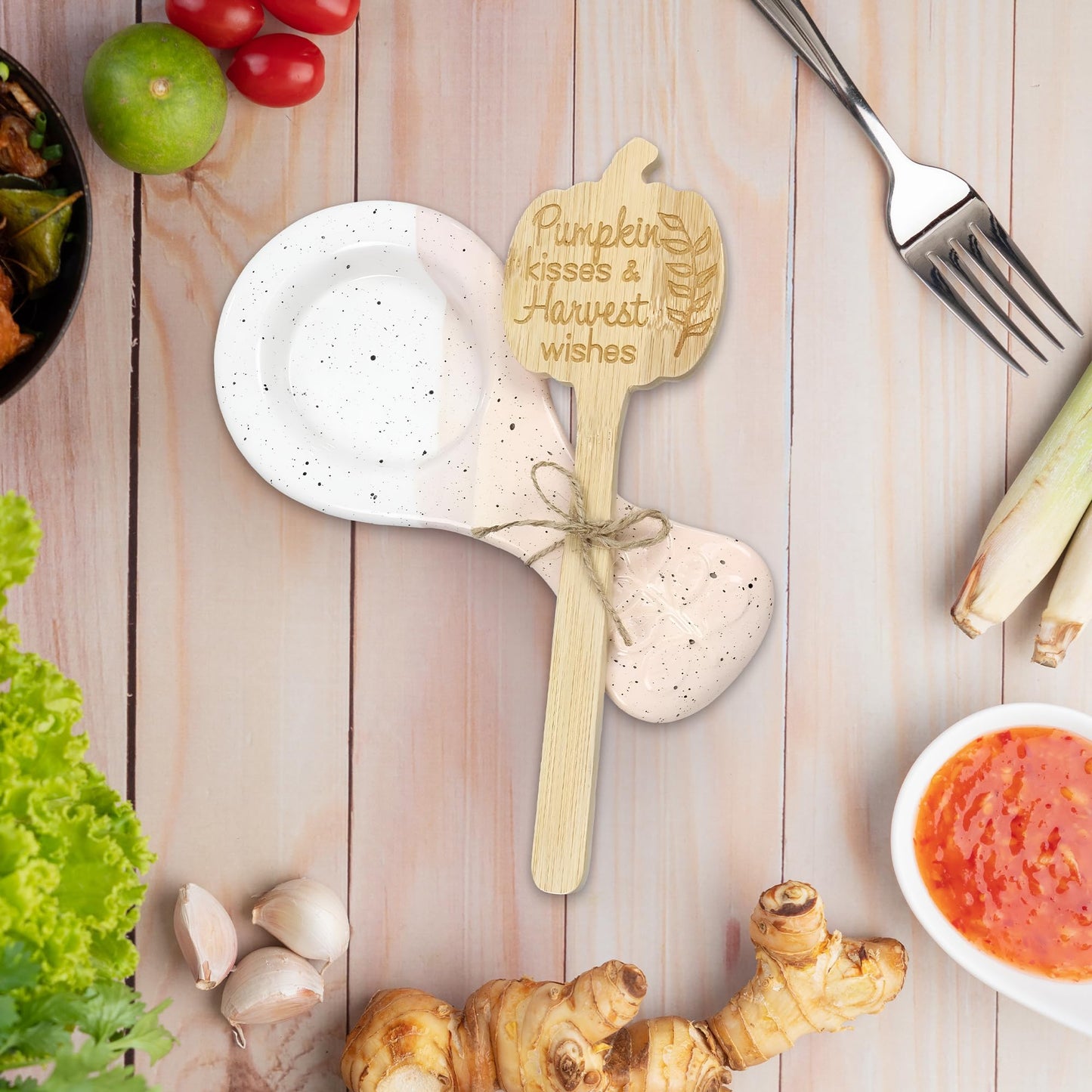Young's Inc. Spoon Rest for Stove Top and Kitchen Counter - Ceramic Spoon Holder - Durable and Easy-to-Clean - Can Hold Ladles, Spatulas, Tea Bags, and More - Stylish Spoon Me Design - 5.5"x4.5"x1"