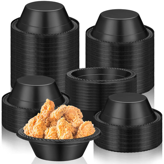 Lallisa 100 Pcs 12oz Black Disposable Plastic Bowls Halloween Dessert Cups Ice Cream Snack Salad Soup Food Serving Bowls for Halloween Party Favor Picnic
