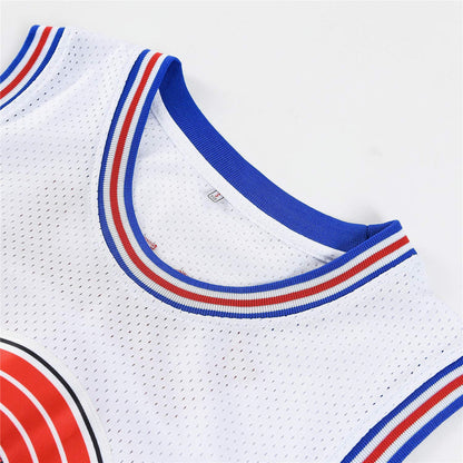 Lola #10 Bunny Space Mens Movie Jersey Looney Basketball Jersey Halloween Costumes Set with Bunny Head Hoop & Socks White M