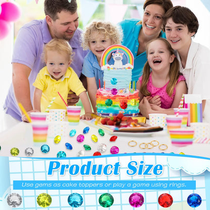 ZCYSRLQIN 12 Pcs Gold Round Ring Set Acrylic Diamond Gemstone Jewelry Alloy Halloween Party Hunting Cake Ornament Gift Bag Blue Hedgehog Power Ring (Classical Style)