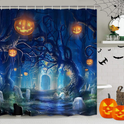 Yddsky 4 Pcs Halloween Shower Curtain Set with Rugs Toilet Lid Cover,Bloody Hand Shower Curtain with 12 Hooks for Bathroom Set Decor Horrible Halloween Bathroom Decor Theme