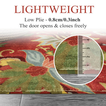 Lahome Red Kitchen Rugs - 2'x3' Small Entryway Rug Washable Kitchen Mat, Non Slip Area Rug Throw Modern Floral Rugs Door Mat for Bathroom Bedroom