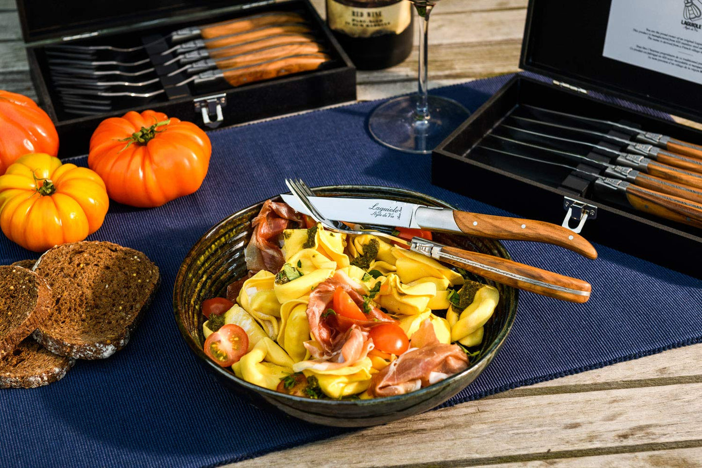 Laguiole Style de Vie Steak Knives, Luxury Line, 6 pieces, Olive Wood, in giftbox