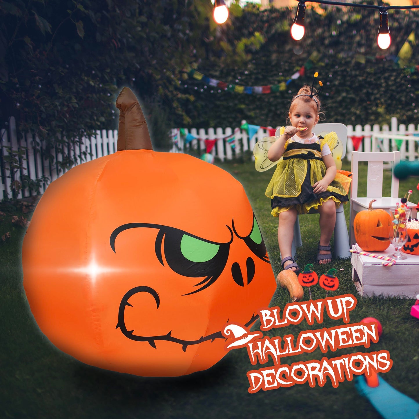 YOUBEMAGIC 4FT Halloween Inflatable Pumpkin with Build-in LED Lights, Blow up Halloween Inflatable Outdoor Indoor Decorations Large Party Yard Decoration