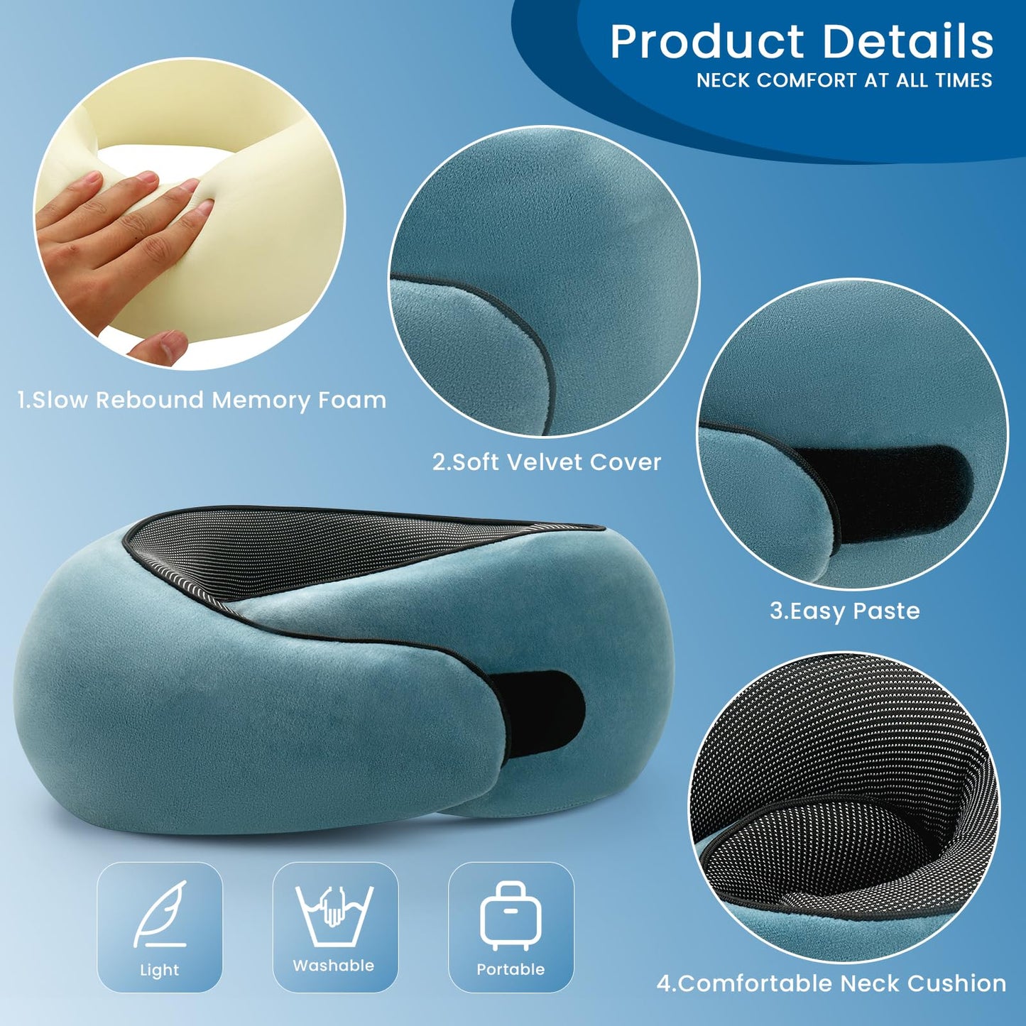 2024 New Memory Foam Travel Pillow for Airplanes,Neck Pillow for Traveling,Neck Plus Travel Pillow,Neck Plus Travel Neck Pillow