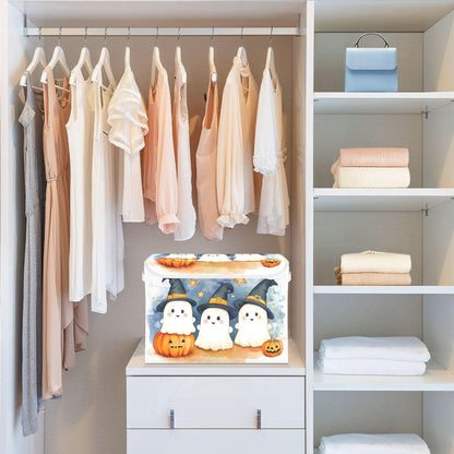 xigua Cute Cartoon Ghosts Storage Bins with Lids and Carrying Handle,Foldable Storage Boxes Organizer Containers Baskets Cube with Cover for Home Bedroom Closet Office