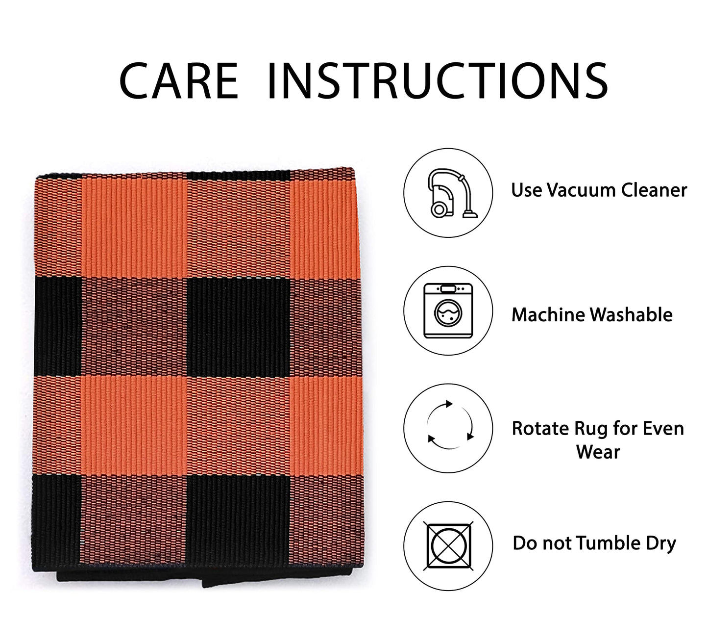 IOHOUZE Fall Buffalo Plaid Check Rug Outdoor Doormat 27.5 x 43 Inches Washable Woven Outdoor Indoor Welcome Mats for Front Door/Farmhouse/Entryway/Home Entrance Black and Orange Outdoor Rug