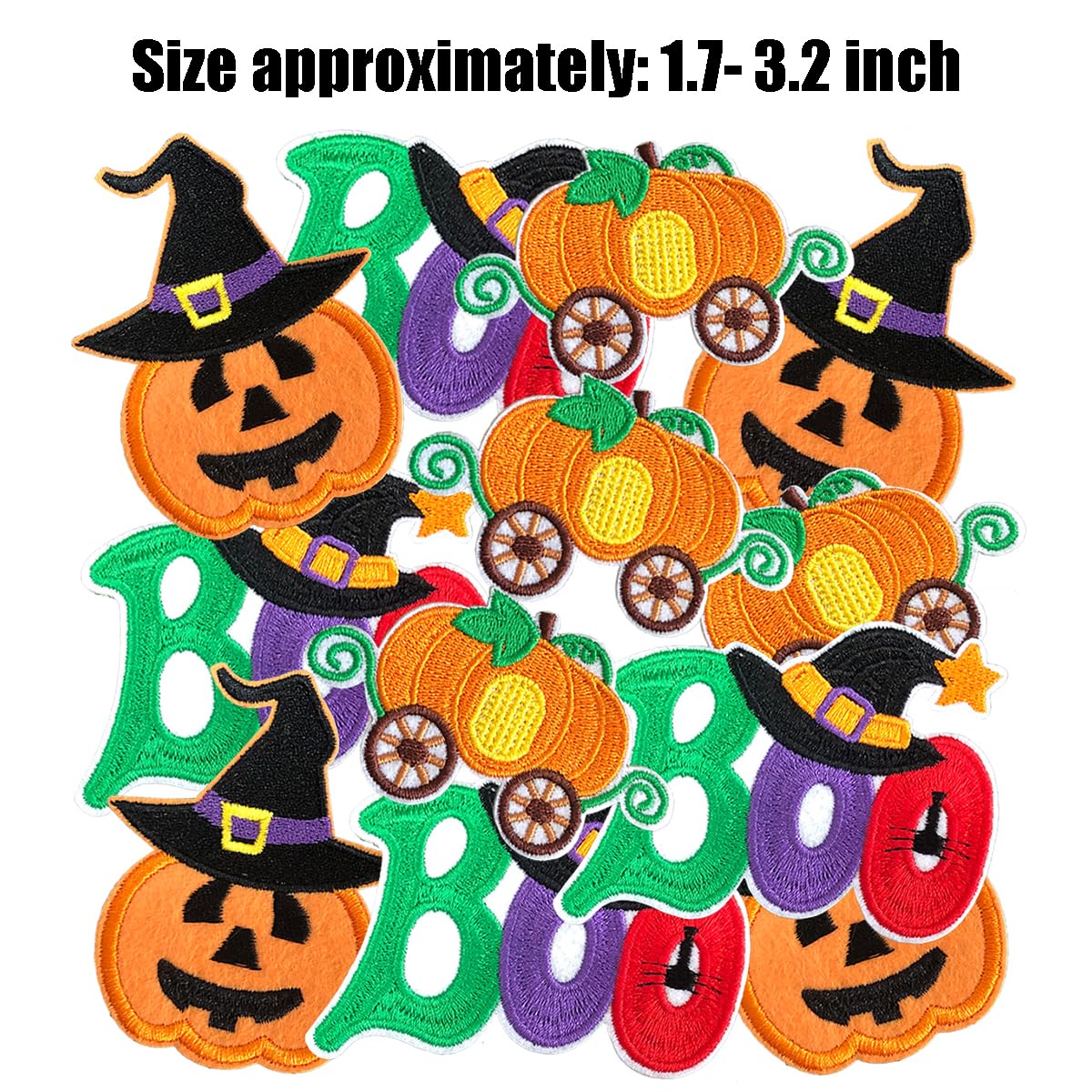 ZESION 12Pcs Iron on Patches for Halloween, Embroidered Sew On/Iron On Patches Applique for Hats, Clothes, Jeans, Pants, Jackets, Backpacks Repair and Decoration