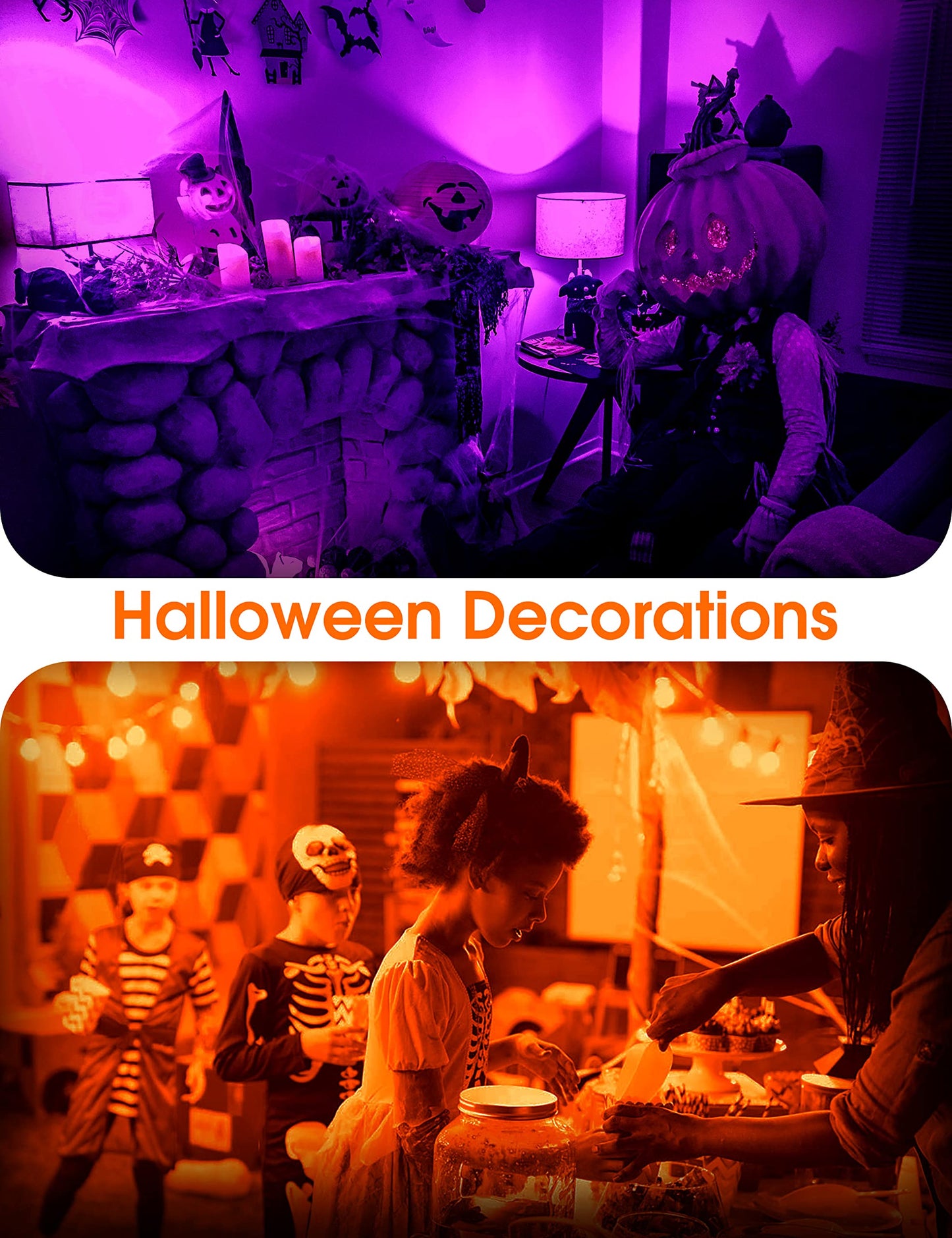 Woxeon Orange Light Bulbs Purple Light Bulbs [4 Pack] - A19 LED Orange Bulb Purple Bulb 9W (60W Equivalent) - E26 Base Outdoor for Halloween Party Porch Holiday Decor