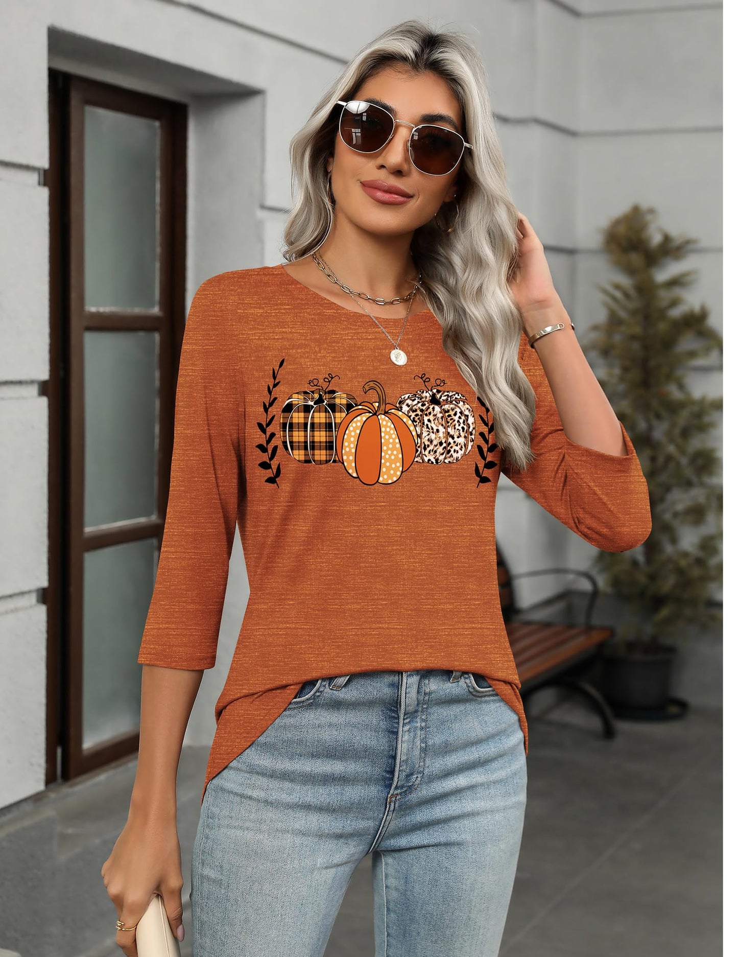 Zeagoo Blouses for Women with 3/4 Sleeves Halloween Plus Size Crew Neck Animal Print Tunics Plus Size Tops T Shirts XXXL