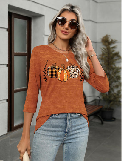 Zeagoo Blouses for Women with 3/4 Sleeves Halloween Plus Size Crew Neck Animal Print Tunics Plus Size Tops T Shirts XXXL