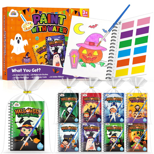 ZMLM 24 Water Coloring Books for Kids Party Favors - Bulk Mini Coloring Books for Kids Ages 4-8,Small Birthday Goodie Bag Stuffers School Teacher Return Gift Art Crafts Classroom Prizes (Halloween)