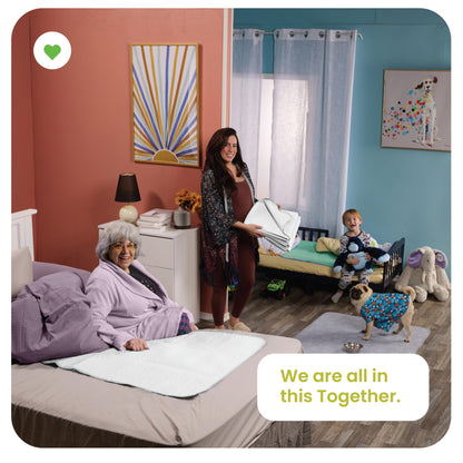 IMPROVIA® Washable Underpads, Heavy Absorbency Reusable Incontinence Pads for Kids, Adults, Elderly, and Pets - Waterproof Protection Floor White & White, (4 Pack - 34x36)