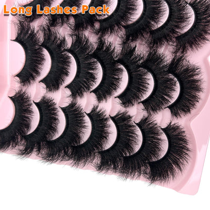 loladook Mink Lashes Fluffy 20mm Big Faux Mink Strip Lashes Cat Eye Long False Eyelashes Dramatic Soft 25mm 3D Volume Eyelashes 14 Pairs