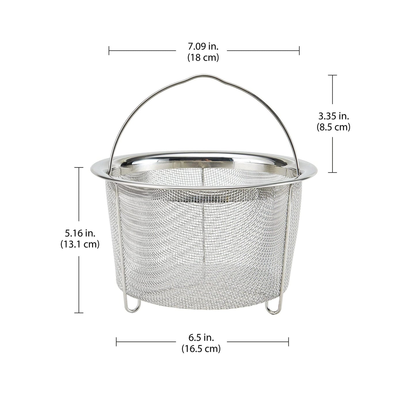 Instant Pot Official Large Mesh Steamer Basket, Stainless Steel, Round - Versatile Steamer & Strainer for Vegetables, Fish, and More - Durable, Rust-Resistant, Easy-Lift Handle, Dishwasher Safe