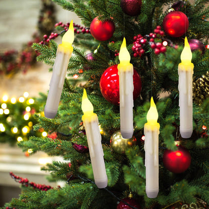 Yakpo 12 Pack LED Taper Candles Battery Operated with Remote, Flameless Flickering Halloween Floating Candle Lights Outdoor Electric Fake Candle Bulk for Chandelier Holder Christmas Party Decorations