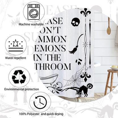 Laifzere Funny Toilet Rules Shower Curtain Gothic Halloween Goth Witchy Bathroom Signs Horror Fabric Shower Curtain for Bathtub 60x72 Inch