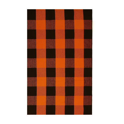 IOHOUZE Fall Buffalo Plaid Check Rug Outdoor Doormat 27.5 x 43 Inches Washable Woven Outdoor Indoor Welcome Mats for Front Door/Farmhouse/Entryway/Home Entrance Black and Orange Outdoor Rug