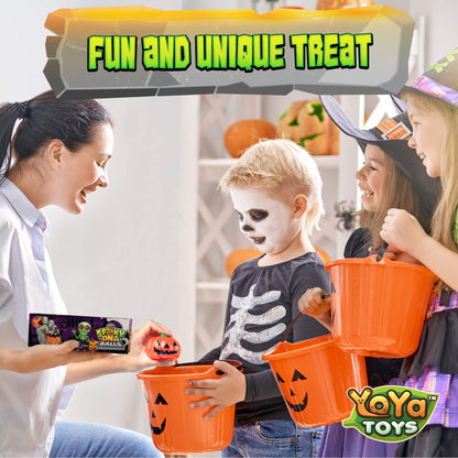 YoYa Toys Spooky DNA Stress Balls (3 Pack) - Halloween Squishy Gift - Pumpkin, Ghost, Skull Squeeze Balls for Kids and Adults - Sensory Fidget Toy - Promote Anxiety, Stress Relief, Calm Focus and Play