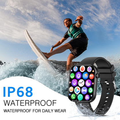 LOJUSIMEH Smart Watch(Answer/Make Call), 1.96" Smart Watch for Men Women IP68 Waterproof, Smartwatch for Android iOS with 100+ Sport Modes, Fitness Tracker, Heart Rate Sleep Monitor, AI Voice