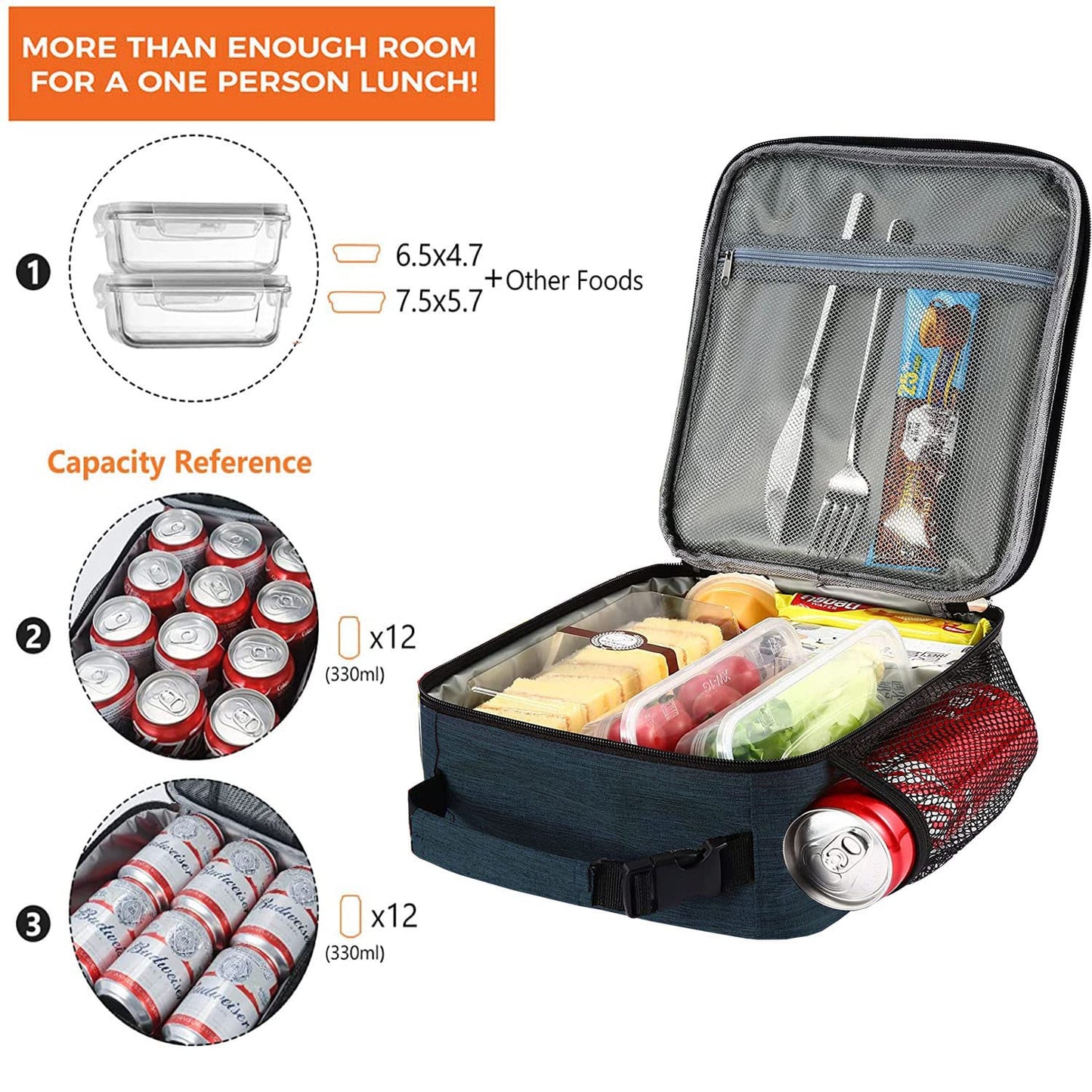 ZM-YOUTOO Lunch Box for Men - Reusable Lunch Bag Men Adult Women- Insulated Small LunchBox